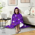 thumbnail image 4 of Wearable Blanket,Purple Halloween Pattern Hooded Wearable Flannel Blanket for Adults & Teens,Winter Poncho Shawl Wrap Cape Cozy Anti-Pill,60"x80", 4 of 5