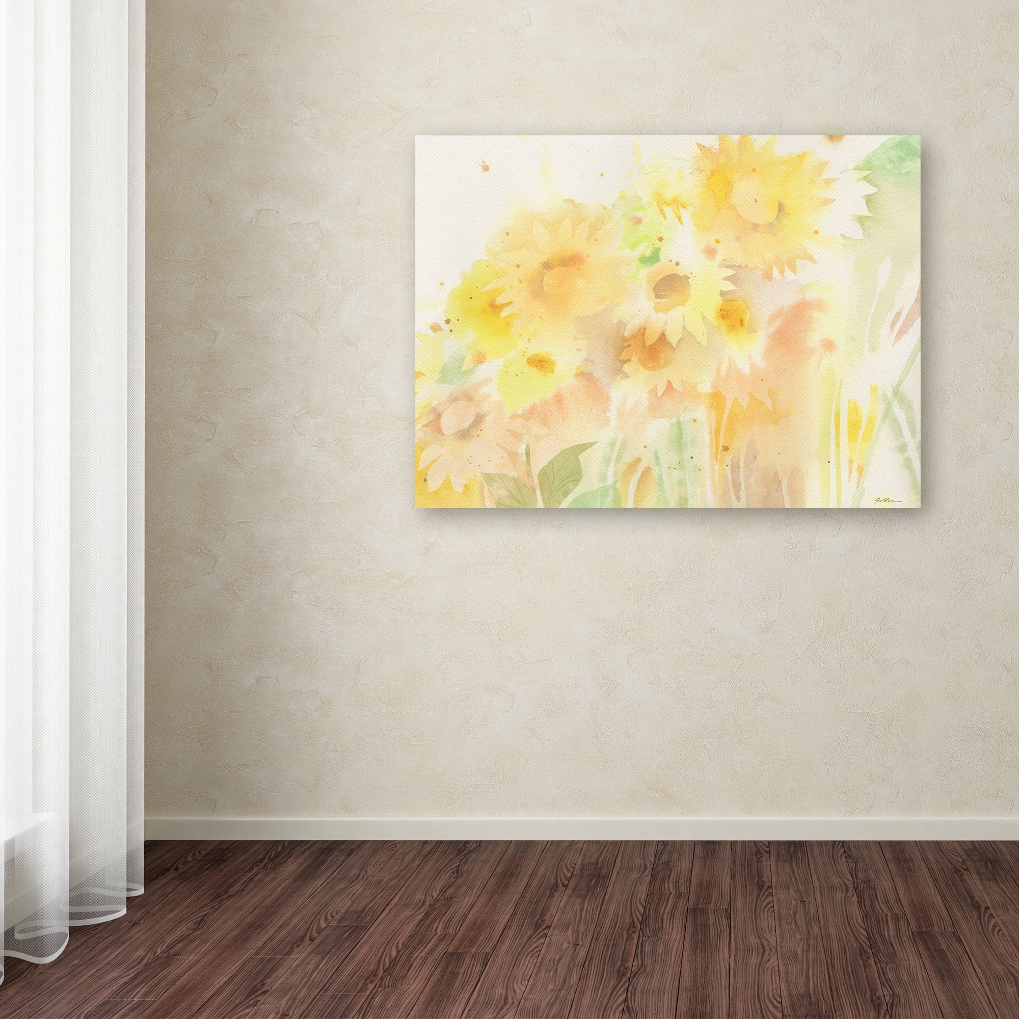 Trademark Fine Art "Amid Sunflowers" Canvas Art by Sheila Golden