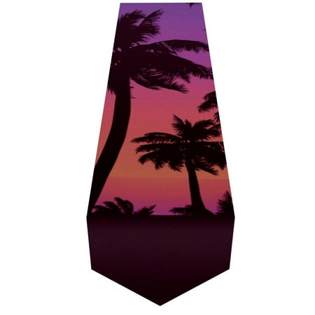 

OWNTA Tropical Palm Silhouettes Purple Sunset Pattern Elegant Polyester Table Runner Perfect for Your Tables - Dining Table Decoration