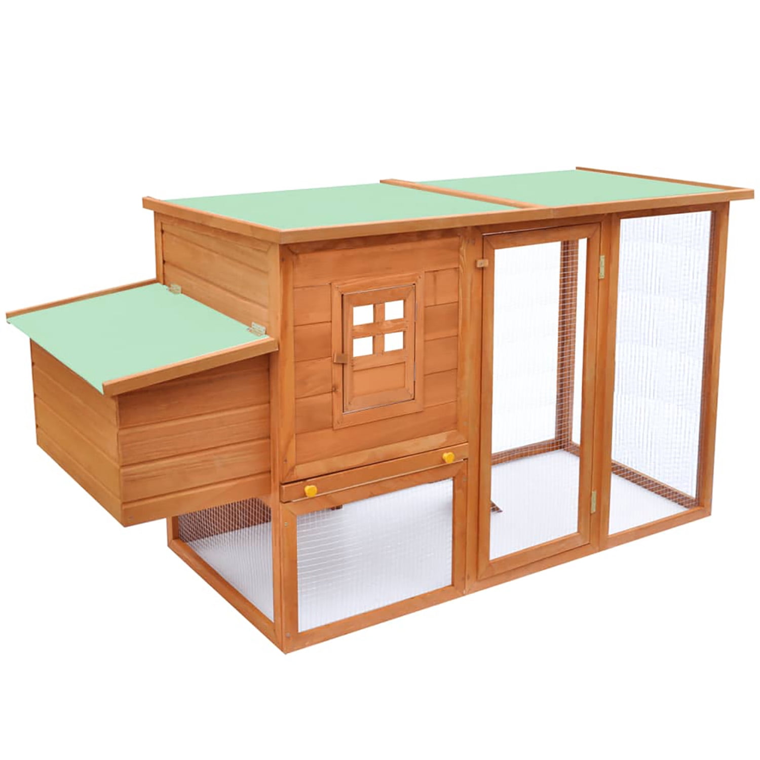 Pefilos 79.5" Wooden Rabbit Hutch with Waterproof Roof, Bunny Cage Pull-Out Tray, Hen House Egg Cage for Poultry Hutch & Egg-Laying Coop, Orange Pefilos 79.5" Wooden Rabbit Hutch with Waterproof Roof, Bunny Cage Pull-Out Tray, Hen House Egg Cage for Poultry Hutch & Egg-Laying Coop, Orange