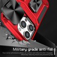 thumbnail image 3 of K-Lion for iPhone 12 Rugged Case, Heavy Duty Slide Camera Lens Military Grade Drop Protection Case Magnetic Ring Holder Stand Shockproof Case Cover for iPhone 12,Red, 3 of 9