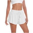 thumbnail image 4 of hlysgo Womens Althletic Shorts Elastic Drawstring Waist Lightweight Breathable Short Liner Workout Yoga Gym Soft Comfy Short White,2xL, 4 of 4