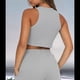 thumbnail image 5 of Conjuntos de Verano para Mujer, Conjunto Informal de 2 Piezas con Top Corto y Pantalones Cortos de Punto Gofre, Ropa de Dormir Gris M, 5 of 9