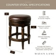 thumbnail image 5 of Maven Lane Pullman Backless Counter Stool in Dark Walnut Finish with Vintage Brown Vegan Leather, Set of 3, 5 of 6