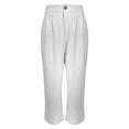 thumbnail image 5 of LEKODE Cotton Linen Pants Women High Waisted Straight Leg Lounge Pants Vacation Beach Trousers Summer Versatile Trousers White 3XL, 5 of 5