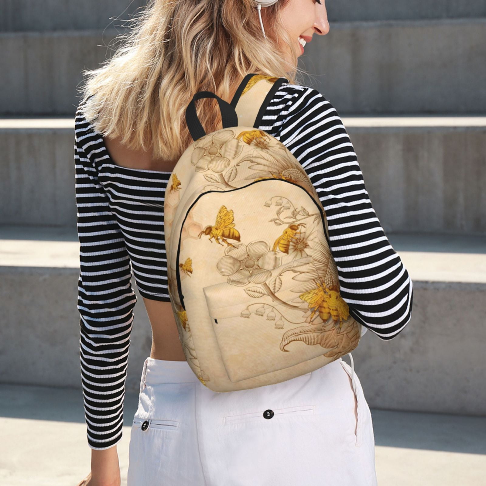 Logiee Print Unisex Canvas Backpack,Travel Daypack Backpack,Student Rucksack,Laptop Backpack