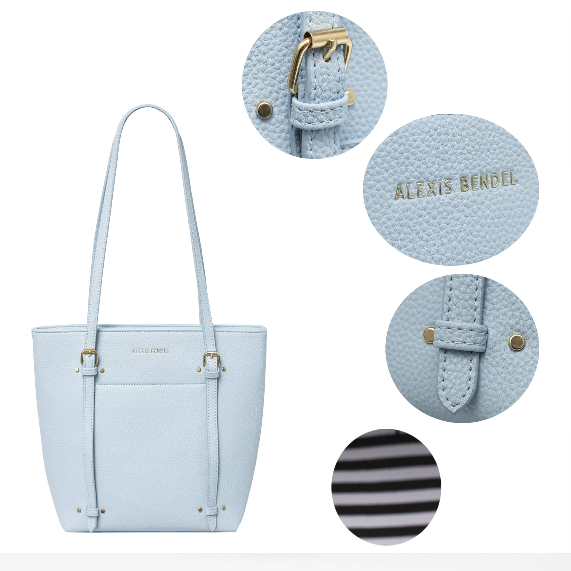 Alexis Bendel Women’s Vegan Leather Chic Tote Everyday Handbag Purse Blue
