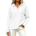 thumbnail image 5 of Quarter Zip Pullover wWomen Waffle Knit Long Sleeve Drawstring Casual Sweatshirt Hooded Tops, 5 of 7