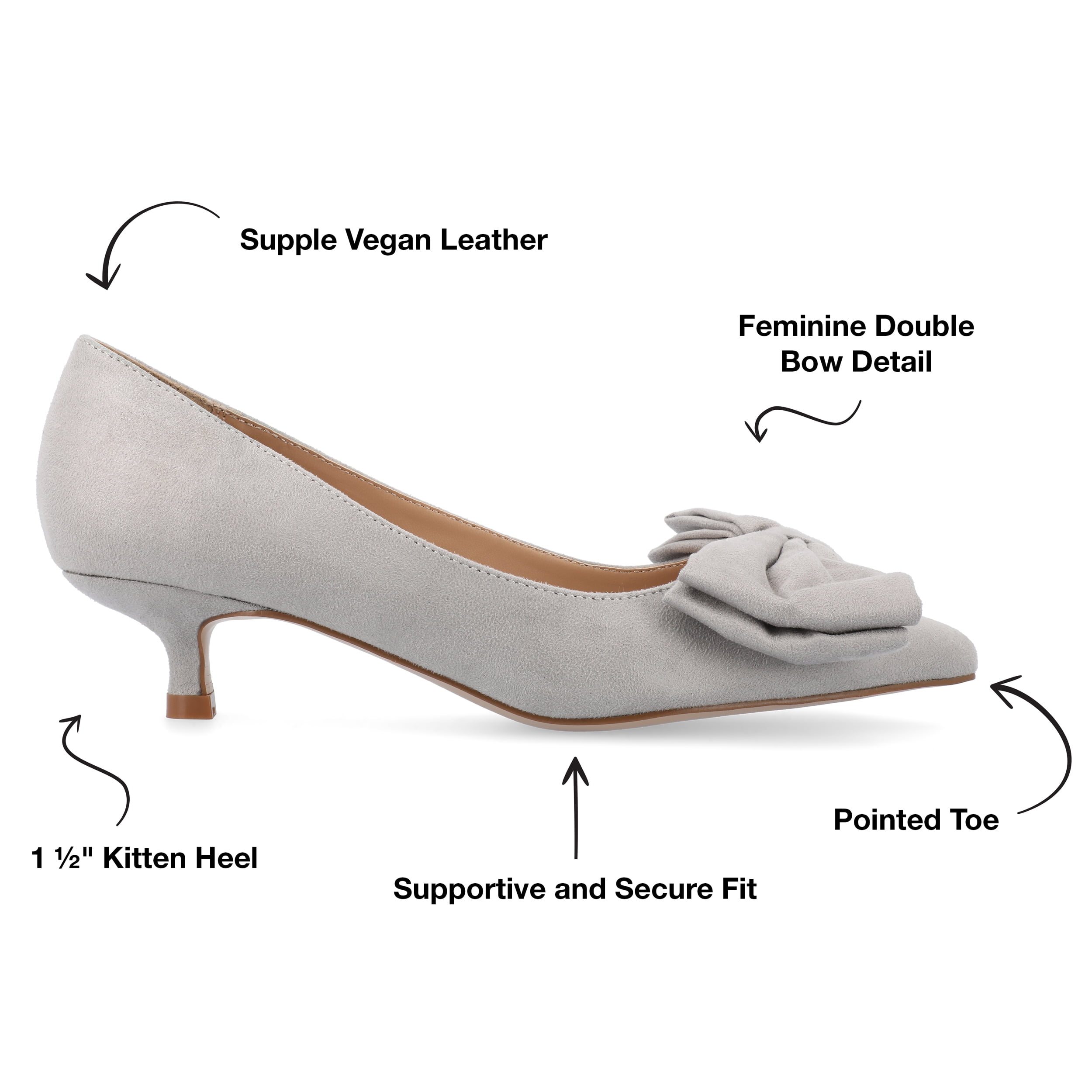 Journee Womens Orana Pointed Toe Kitten Heel Pumps, Widths Available