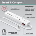 thumbnail image 5 of iHome 6 Outlet Smart Surge Protector Works with Alexa and Google Home, App Control, and Timer, 3 Prong - White, 5 of 9