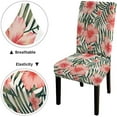 thumbnail image 5 of Banana Dinning Chair Cover 4 Pack Tropical Flower Pink Hibiscus Leaves Dark Green Exotic Beach Wallpaper Seam Dining Chair Protector Cover Seat Slipcover for Hotel, 5 of 5