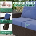 thumbnail image 3 of Sunmthink 10-Piece Patio Furniture Set, High Back Swivel Rocker Chairs with Thick Cushions, Wicker Rattan Outdoor Sectional Sofa with Fire Pit & Ottoman, Blue, 3 of 7