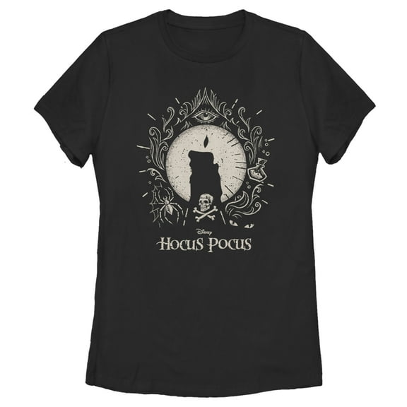 Women's Hocus Pocus Black Flame Candle Graphic Tee Black Medium
