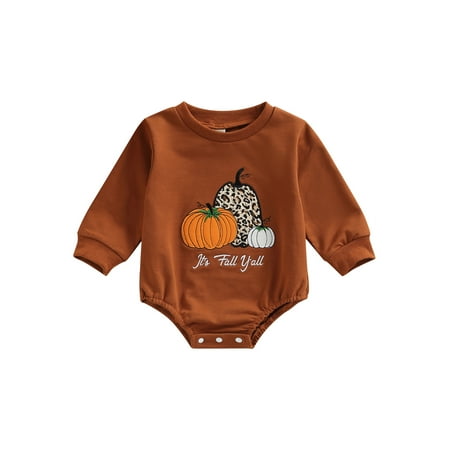 

Unisex Baby Boys Girls Halloween Romper Long Sleeve Pumpkin Patchwork Bodysuit Halloween Outfit Fall Winter Clothes