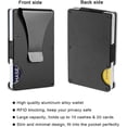 thumbnail image 5 of Cartera minimalista de metal con clip para billetes - Tarjetero delgado de aluminio con bloqueo RFID para bolsillo delantero, para hombres y mujeres (negro), 5 of 5