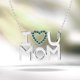 thumbnail image 2 of JeenMata Collar con Colgante de Corazón Abierto Adornado con Piedra Verde Oscuro Te Amo Mamá en Oro Blanco de 18 K sobre Plata - Piedra de Nacimiento de Mayo - Regalo para Mamá, 2 of 2