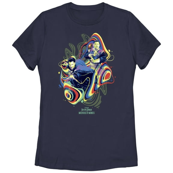 Women's Marvel Doctor Strange in the Multiverse of Madness Groovy Magic Graphic Tee Navy Blue Small