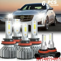 Fit for 2008 - 2014 Cadillac CTS(With Halogen) LED headlight bulbs H11 H9 H8 High/Low Beam+ Fog lights,12000LM 50W 6000K,500% Brighter than halogen, 6PCS