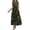 Army Green, variant on Women's Sleeveless Color Block Maxi Dress with Solid Black Bodice and Bold Leaf Print Tiered Skirt Featuring Adjustable Drawstring Waist and Hidden Side Pockets Green XXL