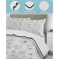 thumbnail image 4 of Quilts Full Size Bedding Set, Botanical Flowers Lightweight Quilted Comforter, Farmhouse Blue Floral Patterned Soft Reversible Bedspread Coverlet with Pillow Covers for All Season, 78" x 90", 4 of 7
