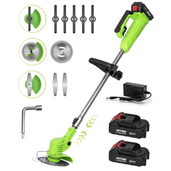 HOTREE Cordless String Trimmer Battery Powered 21V - Trimmer, Edger, and Mower with Multiple Blades for Garden