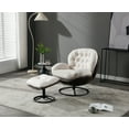 thumbnail image 5 of Guyou Swivel Accent Chair with Ottoman Set, Linen Lounge Chair with Footrest, 360 Degree Swiveling Single Sofa Chair, Fluffy Reading Chair Armchair for Living Room Bedroom, Cream, 5 of 14