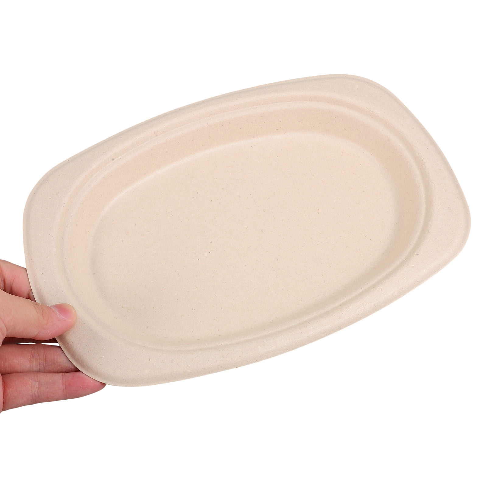 OFFIGAM 50Pcs Oval Paper Plates Beige Dinnerware Party Supplies Heavy Duty