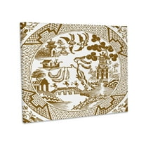 3dRose, Willow Pattern Detail in Brown and White, Museum Grade Canvas Wrap 14x11