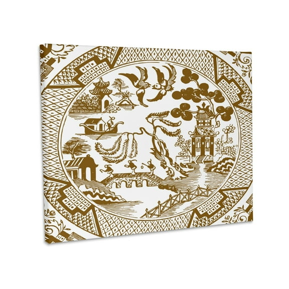 3dRose, Willow Pattern Detail in Brown and White, Museum Grade Canvas Wrap 14x11