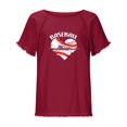 thumbnail image 4 of Blusa de manga corta con estampado de cuello redondo de algodón y cáñamo para mujer OAVQHLG3B Store  lin121212, 4 of 5