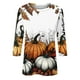 thumbnail image 4 of Camisa de cuello redondo con mangas 3/4 y temática de Halloween para mujer, con estampado de telaraña y murciélago, cómoda y elegante, 4 of 5