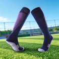thumbnail image 2 of ibiyuan Youth Football Socks Breathable Long Tube Over The Knee Athletic Socks Boys Girls Sport Training Socks Non- Grip Back To School,Dark Blue1, 2 of 5