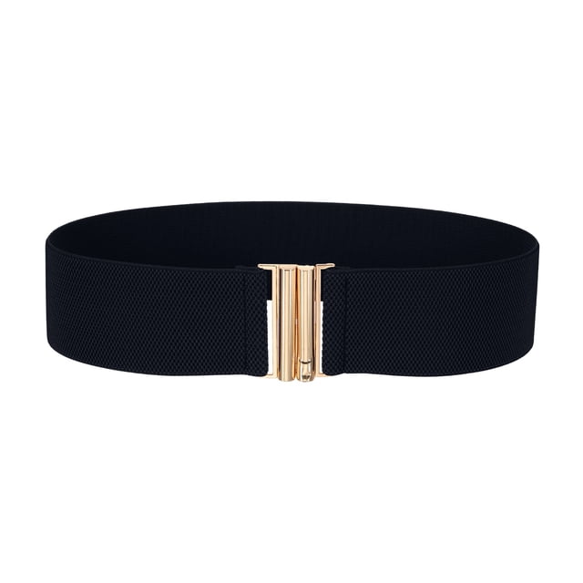 Cinturón elástico ancho Uxcell para mujeres, cinturilla elástica vintage con hebilla de metal cuadrada, cinturón ancho para vestidos, camisas y ropa, azul oscuro, 26.7" a 32.7"