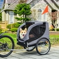 thumbnail image 2 of PawHut Dog Bike Trailer, Pet Cart, Bicycle Wagon, Travel Cargo, Carrier Attachment with Hitch, Foldable for Travelling, Grey, 2 of 9