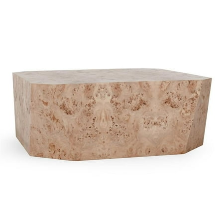 Pemberly Row 42" Burl Wood Square Coffee Table in Natural Tone