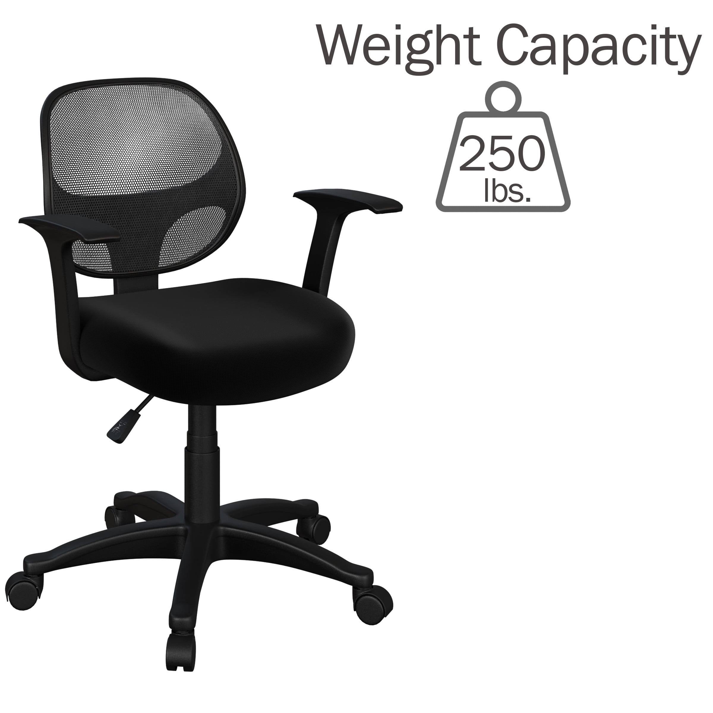 Lavish Home Office Chair Adjustable Height with Wheels and Arms, Black