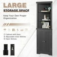 thumbnail image 4 of JUMMICO Corner Cabinet Corner Bathroom Cabinet with 2 Doors and 3 Tier Shelves Free Standing Corner Storage Cabinet for Bathroom, Living Room, Bedroom or Kitchen (Black), 4 of 15