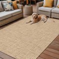 thumbnail image 2 of Beige Khaki Solid Indoor Outdoor Rugs 5x7 Ft, Minimalist Cloth Oatmeal Linen Texture Outdoor Patio Rugs Mat Washable Outside Area Rugs Carpet for Porch Deck RV Camping Pool Balcony Backyard, 2 of 9