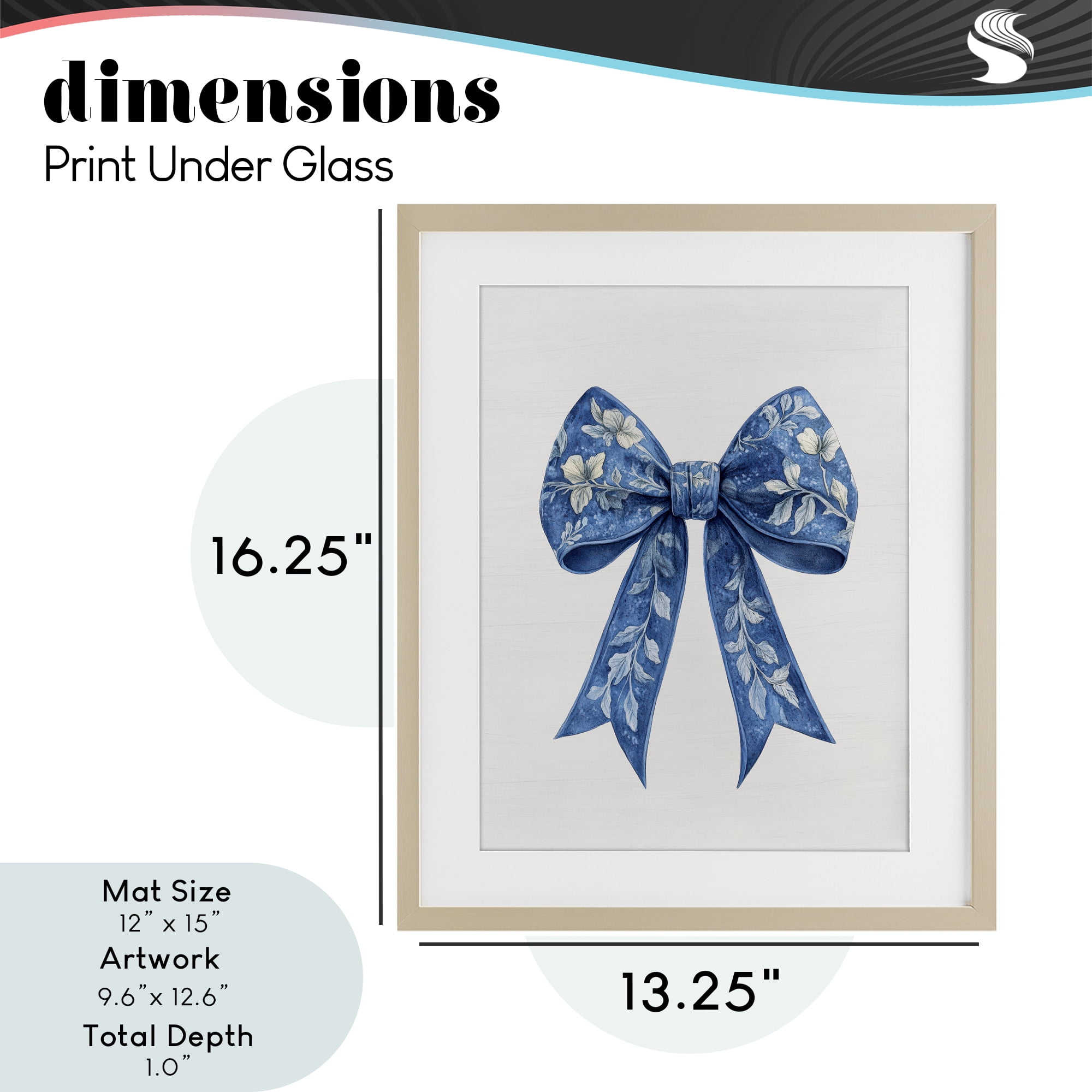Intricate Florals Ribbon Birch Framed Print Under Glass, design by Lettered and Lined