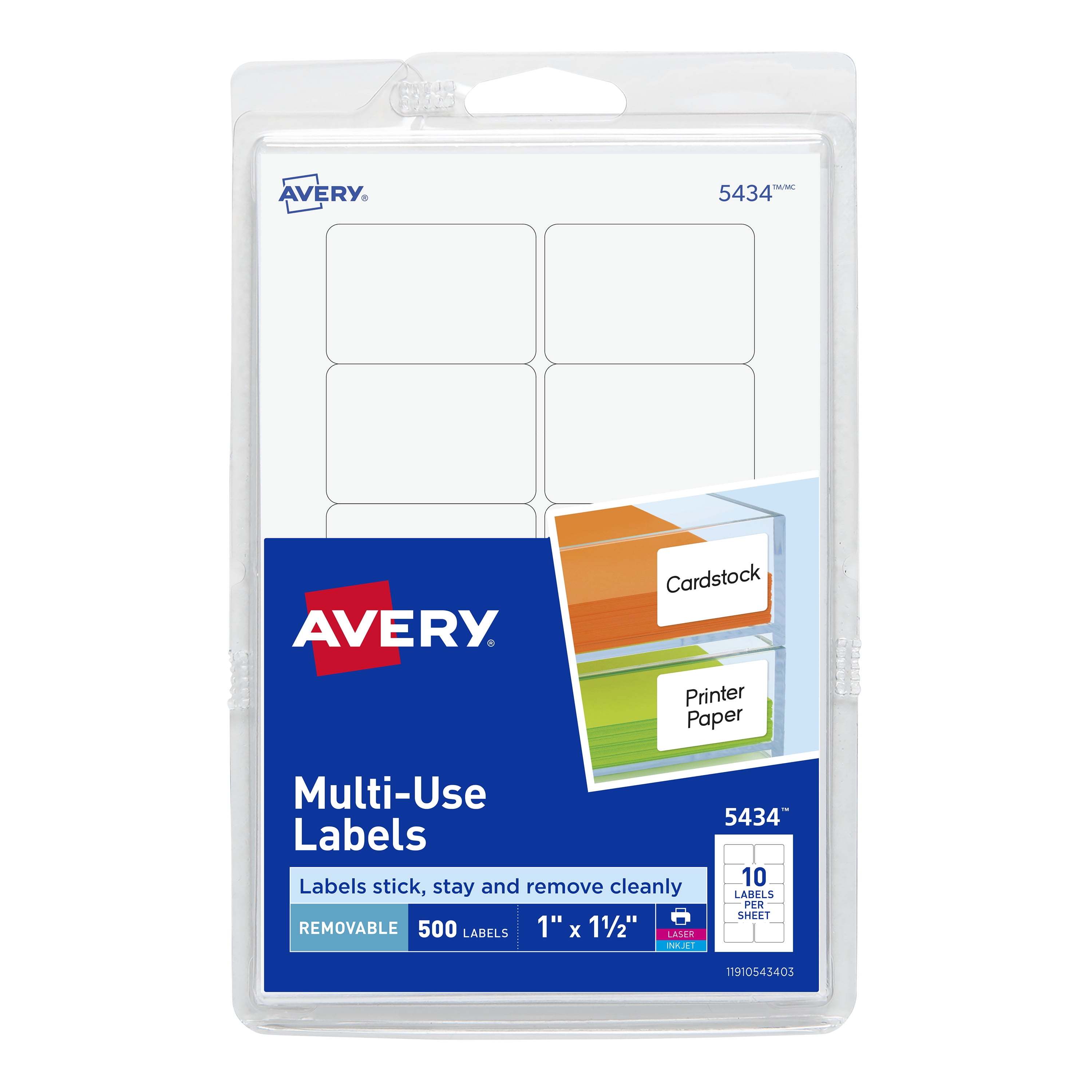 L4737REV-25 Avery Labels Removable Laser 27 per Sheet 63.5x29.6mm White x 675 