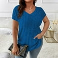 thumbnail image 2 of Ltctricy Women's Plus Size Tops Fashion Short Sleeve V Neck Ribbed Knit T Shirts Soft Casual Tunic Blouses, 2 of 7