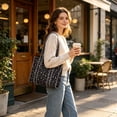 thumbnail image 3 of Fmbmuo Large Capacity Cute Tote Bags, Canvas Tote Bags with Zipper, Vintage Floral Shoulder Bag for Shopping Travel Daily Use, 3 of 4