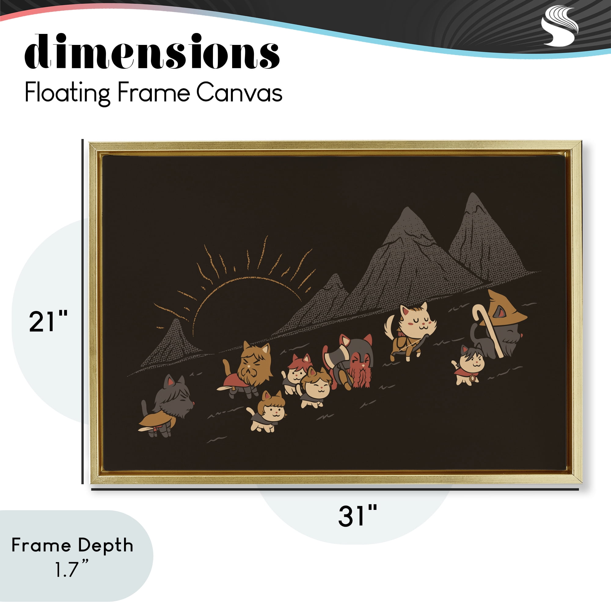 Stupell Industries Iconic Furrowship Of Ring Cats Gold Framed Floater Canvas Wall Art, design by Tobe Fonseca