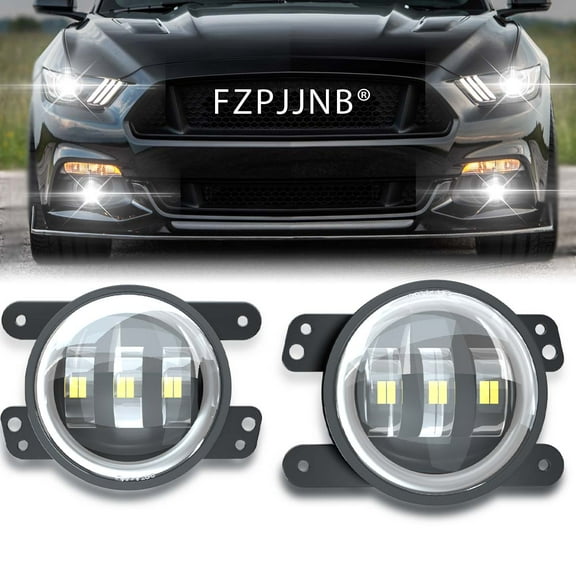 FZPJJNB 2pc 4 Inch Round Led Fog Lights Driving Lamps Front Bumper for Ford Mustang 2015-2017,C08