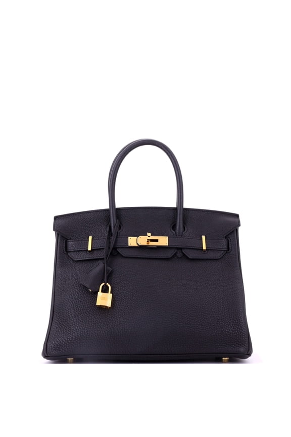 Pre-Owned Birkin Handbag Noir Togo with Gold Hardware 30 By Rebag