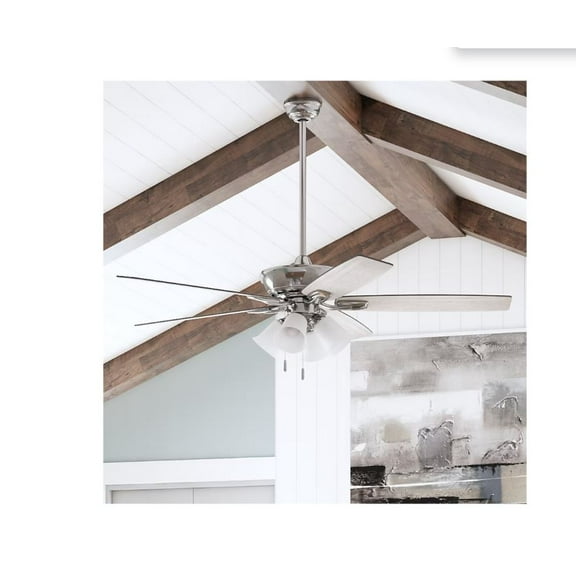 Harbor Breeze Macon Bay 62-Inches Brushed Nickel with Driftwood/Toffee Blades Indoor Downrod mount Standard Ceiling Fan With Light ( 5 -Blade)