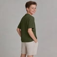 thumbnail image 6 of LYEAA Linen Shirts for Boys Summer Short Sleeve Crewneck Tees Solid Pullover Tops Casual Holiday Clothes, 6 of 8
