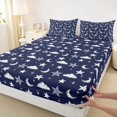 thumbnail image 3 of Homewish Kids Children Stars Print Full Size Sheets 4-Piece,Starry Sky Breathable Bed Sheets,Blue White Lightweight Sheet Sets,Luxury Bedroom Decor, 3 of 7