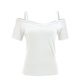 thumbnail image 5 of Puntoco Liquidación de blusas cortas para mujer Blusa informal de moda con hombros descubiertos y manga corta de color liso para mujer, 5 of 5