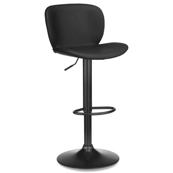 Bouclair Black Textured Faux Leather & Metal Adjustable Bar Stool